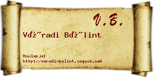 Váradi Bálint névjegykártya